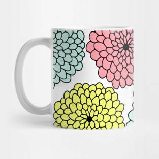 Pastel Flowers Print on White Background Mug